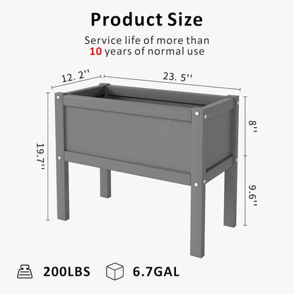 Raised Garden Bed with Drainage Hole Waterproof HDPE Elevated Planter Box with Legs Stable and Durable to Plant Herb Vegetable Flower,Patio,Balcony Outdoors/Indoors Gray