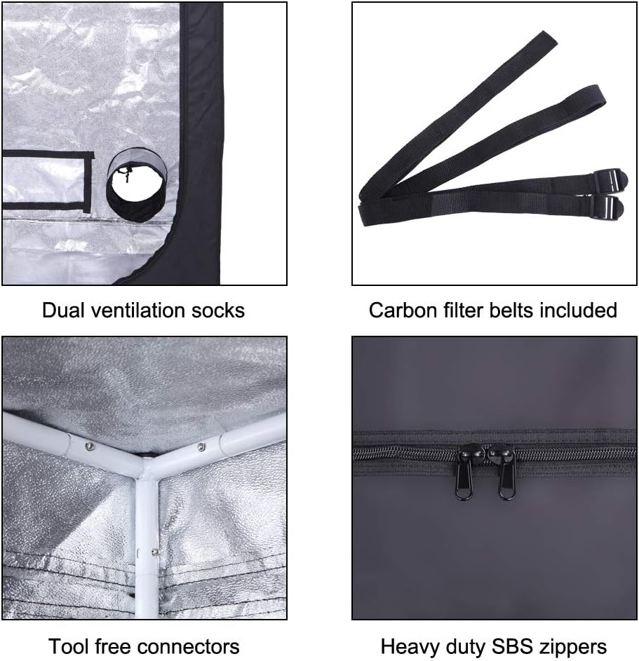 32"x32"x64" Mylar Hydroponic Grow Tent Grow Room with Obeservation Window and Removable Floor Tray for Indoor Plant Growing (32" x 32" x 64")