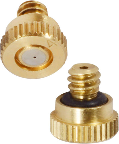 Brass Misting Nozzles 0.016" Orifice (0.4mm) 10/24 UNC, Water Mister Parts Fog Nozzles for Patio Misting System Outdoor Cooling System (40pcs)