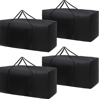Silkfly 4 Pcs Patio Cushion Storage Bags Outdoor 68" L x 30" W x 20" H Cushion Storage Bag with Handles Waterproof Extra Large 420D Oxford Fabric Heavy Duty Zippered Furniture Pillow Protective, Black