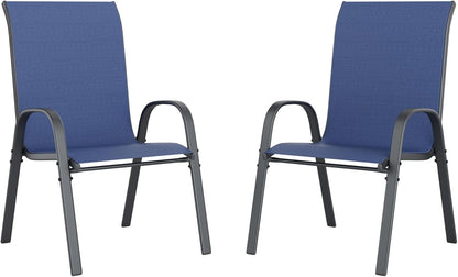 UDPATIO Patio Chairs Set of 2, Stackable Outdoor Dining Chairs with High Back, Breathable Textilene Fabric Outdoor Chair All Weather, 350LBS Capacity for Garden, Backyard (Blue)