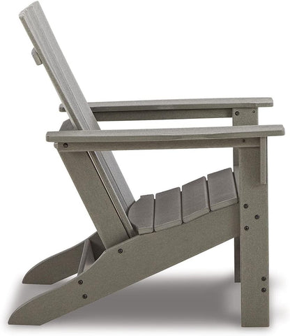 Signature Design by Ashley Visola Outdoor Patio HDPE Weather Resistant Adirondack Chair, Gray