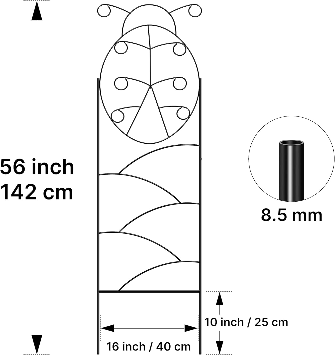 ARIFARO Garden Trellis 56″ H x16″ W (Pack of 4) Metal Climbing Plant Trellis Outdoor/Indoor Sturdy Flower Trellis for Climbing Vines, Rose, Potted Plants