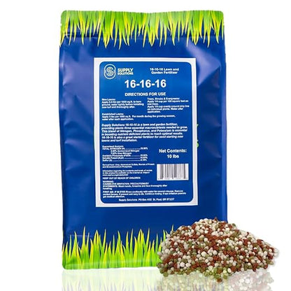 Supply Solutions 16-16-16 Complete Lawn & Garden All Purpose Granular Fertilizer - The Ultimate Plant Food for Lush Greenery & Vibrant Blooms - for All Plants, Vegetables, Fruits, and Berries - 10lbs