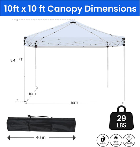 10x10ft Pop Up Canopy Tent,Heavy Duty Waterproof Folding Tent for Camping Parties Events Parties,Outdoor Canopy,Portable Sun Shelter,3 Adjustable Height(Blue)