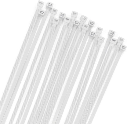 XINGO 100PCS Cable Zip Ties Heavy Duty, Premium Nylon Plastic Wire Ties with 50 Pounds Tensile Strength, Self-Locking Black Nylon Zip Ties for Indoor and Outdoor (6 inch, White)
