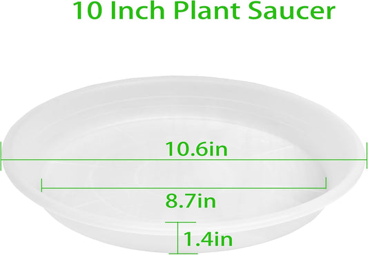 6 Pack Clear Plant Saucer 10 inch, Heavy Duty Plastic Clear Plant Saucers 10 inch, Durable Plant Tray for Pots, Flower Saucers for Indoors, Plant Pot Saucers, Trays for Planter 8"/9"/10"