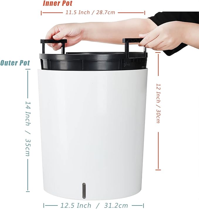 SAROSORA Large Round Self Watering Planter Pot 12.5'' for Home Garden Patio Tall Tree