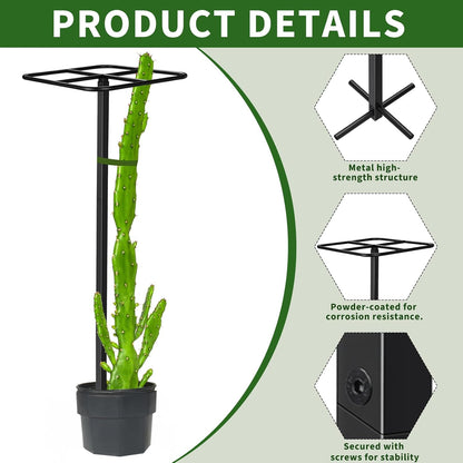 1 Pcs Adjustable Metal Dragon Fruit Plant Trellis 12" x 12" x 50" Durable Vertical Support Tower Plant Cage for Gardening Climbing Plants Trees Cactus Outdoor Garden, Installation Required