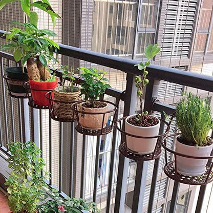 Hanging Rail Planter Baskets Gardening Wrought Iron Hanging Flower Baskets for Home Balconies, Iron Products for Home Grown Plants (Champagne)