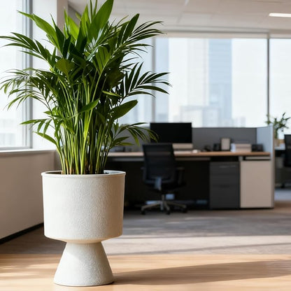 Lookat Modern Hourglass Planter, Indoor Decorative Plastic Plant Container, Textured Metal Look, Contemporary Home Garden Pot (Black, CUP003 Small+Medium)