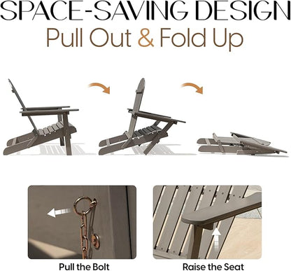 IDZO Outdoor Adirondack Chair Set of 2, Pre-Assembled Backrest, Patio Furniture Set, Outdoor Furniture for Garden, Porch, Deck, Firepit