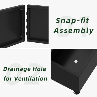 Casaphoria Metal Raised Garden Bed with Trellis and Wheels, 72"x47"x16" Planter Box for Climbing Plants, Vegetables & Vines, Features Drainage Holes and Privacy Screen, Black(Spring&Louvered)