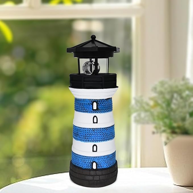 Solar Lighthouse Rotating Beacon – Led Light House for Yard Garden Nautical Decor Porch Deck Outdoor Decoration Lawn Ornaments Outside Statue Gifts for Mom Mother