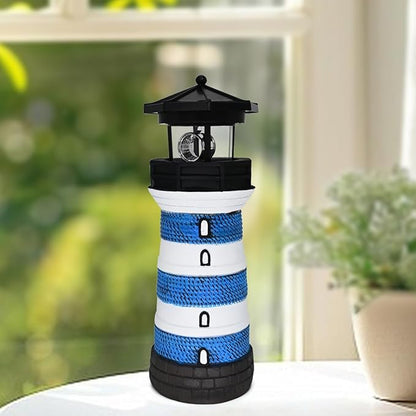 Solar Lighthouse Rotating Beacon – Led Light House for Yard Garden Nautical Decor Porch Deck Outdoor Decoration Lawn Ornaments Outside Statue Gifts for Mom Mother