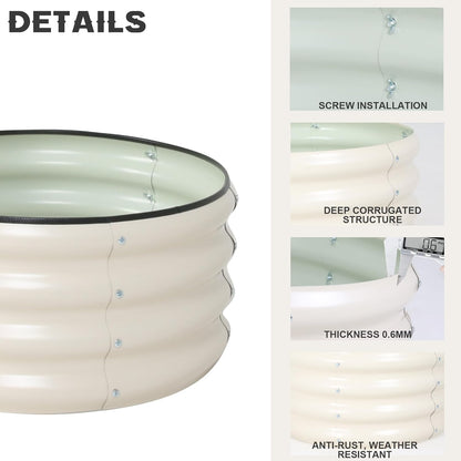 Galvanized Raised Garden Bed Kit Outdoor Metal Garden Planter Box for Backyard Gardening, Planting Vegetables, and Patio (Dia23.6"x11.8")