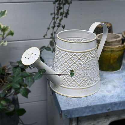 Cute Small Watering Can Indoor Plants Garden Metal Decorative Watering Cans for Outdoor Plants Bonsai Outdoor Garden Flower Decorative (White, 1.5L, 50.7 Oz)