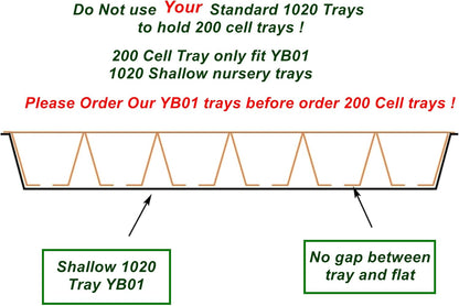 200 Cell Plug Tray, 10pcs-Pack Thick Durable Seed Starter Flats Vegetable Fruit Seeds Seedling Plastic Plug Farmer Nursery Trays Propagation