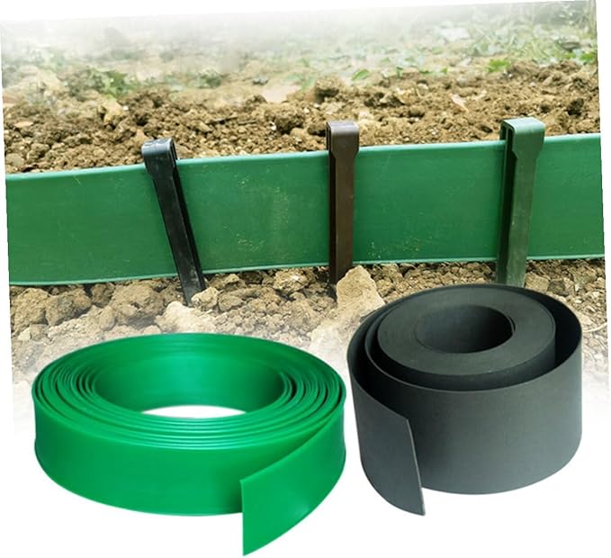 SUPVOX Flexible Plastic Landscape Edging Coil Kit with Spikes Garden Border Fence for Lawn Flower Beds and Shrubbery Easy to Cut and Shape for Tidy Separation