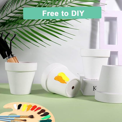 vensovo 3 Inch White Terra Cotta & Terracotta Pots with Drainage - 20 Pack Clay Flowerpots, Succulent Nursery Planter Great for Plants, Crafts, Wedding Favor