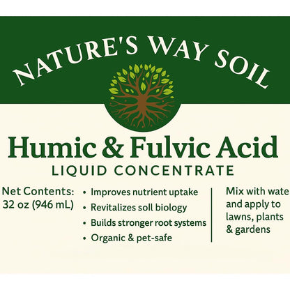 Nature’s Way Soil® Liquid Humic & Fulvic Acid – 32 oz Soil Conditioner with Organic Kelp – Boosts Root Growth, Water Retention & Microbial Activity – Natural Lawn & Garden Supplement – Pet-Safe