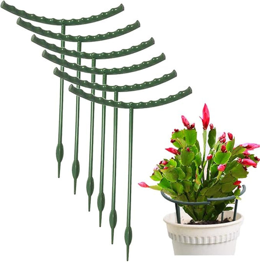 10 Pack Plant Support Plant Stakes Metal Half Round Search Support Ring Small Plastic Cage Holder Short Stem Flower Pot Climbing Trellis for House Flower Vegetable Indoor Leafy(5.7 x 9.8inch)