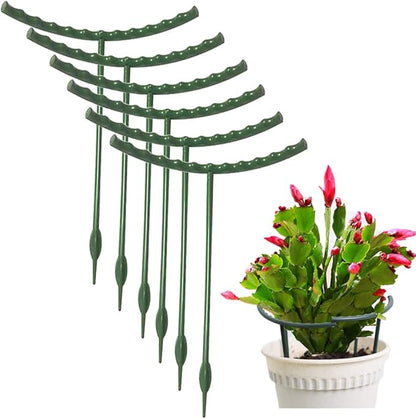 10 Pack Plant Support Plant Stakes Metal Half Round Search Support Ring Small Plastic Cage Holder Short Stem Flower Pot Climbing Trellis for House Flower Vegetable Indoor Leafy(5.7 x 5.9nch)