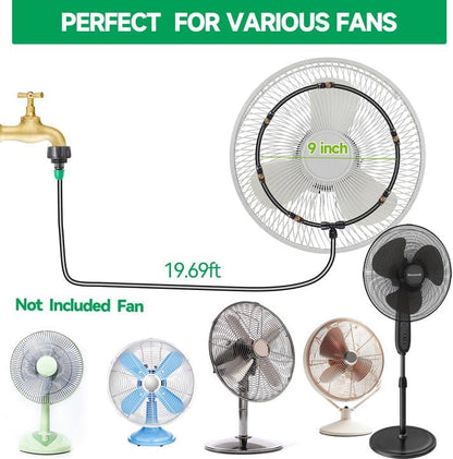 Anti Leak Misting Fans for Outside,Outdoor Misting Fan Kit,19.69FT(6M) with 6 Brass Nozzle + 6m Line + 3/4" Adapter Water Mist Sprayer for Backyard Patio, Perfect for Outdoor Cooling System