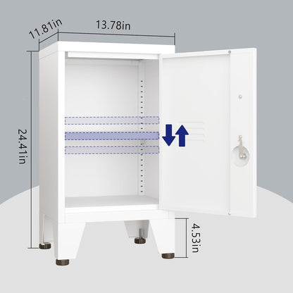 24.4" H Metal Locker Storage Cabinet with 1 Doors, Pantry with Shelves, Storage Cabinet with Adjustable Leveling Foot for Kitchen, Employees, Office, Kids Locker