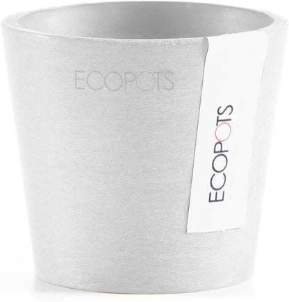 Ecopots Amsterdam Mini Durable Modern Round Recycled-Based Composite Flower Pot Planter, Pure White, 3"