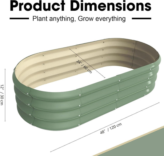 4x2x1ft Oval Galvanized Raised Garden Bed Outdoor 9-in-1 Large Metal Modular Planter Box Raised Beds for Gardening,Vegetables,Fruits,Flowers & Herbs (Green)