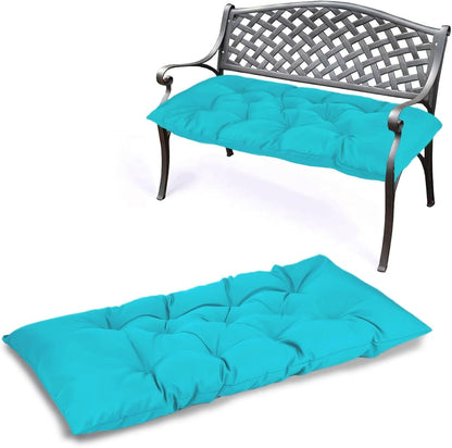 47.3 in Waterproof Indoor/Outdoor Garden Bench Seat Cushions，Thicken Patio Bench Soft Rocking Chairs Pad Lounger Seat for Wicker Loveseat Settee（47.3 X 19.6 X 3.9 in Turquoise）