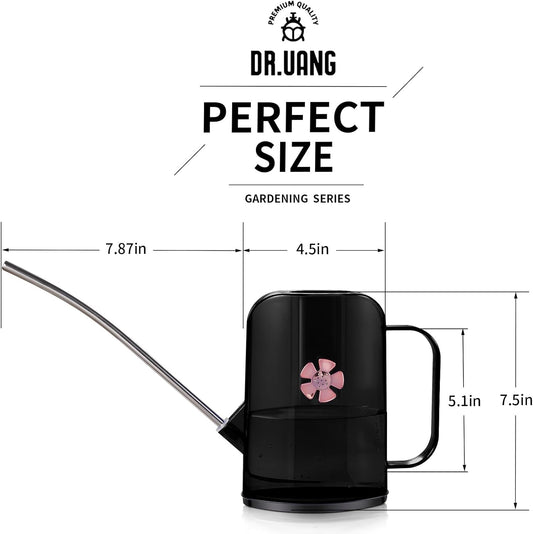Watering Can Indoor for House Plants Small Watering cans with Long Spout Flower Model Sprinkler Head 1.2L (Black Coffee, 1.2L)