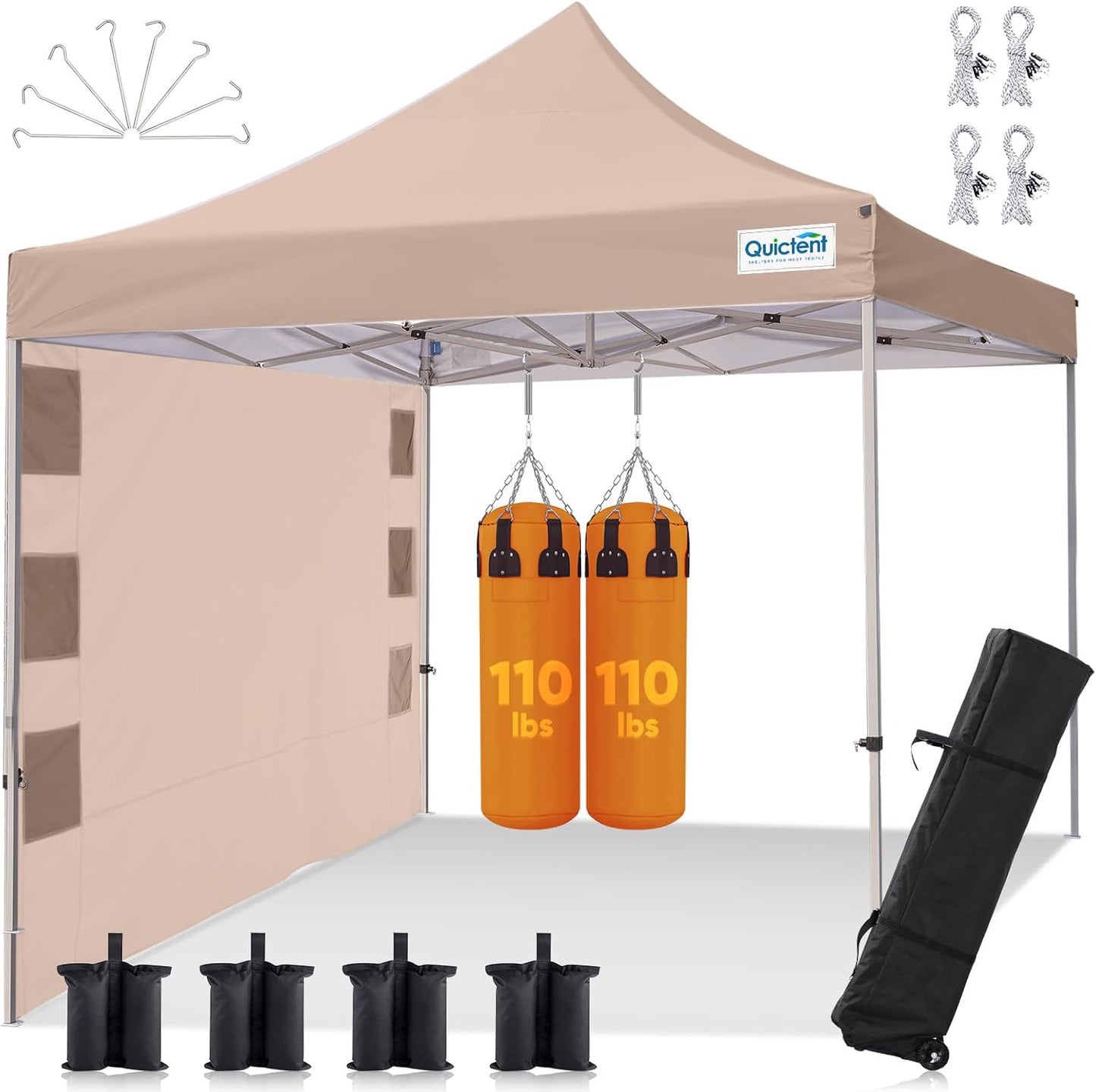 Quictent 10x10 Heavy Duty Pop Up Canopy Tent- Easy up Outdoor Commercial Canopies, Waterproof, 11ft Interior Height, Easy Setup, Includes Sand Weight Bags and Wheeled Carry Bag
