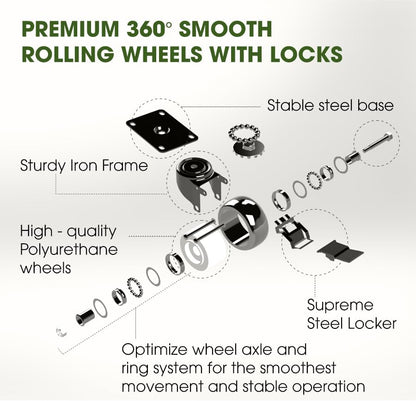 2pack Wood Plant Caddy With Wheels Heavy Duty, 264 Lbs Capacity, 12 Inch Acacia Hardwood Plant Dolly, Plant Stand with 360° Lockable Wheels for Plant Pots, Heavy Objects Hauling - Natural Wood