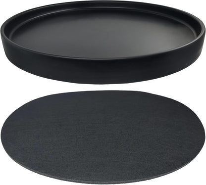 Ceramic Plant Saucer Pot Tray 12 Inch, Planter Saucers 4 5 6 7 8 9 10 11 12 Inch for Indoors Outdoor, Durable Sturdy Flower Drainage Tray for Glazed Pots Base (12.5 Inch-Black)
