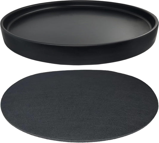 Ceramic Plant Saucer Pot Tray 10 Inch, Planter Saucers 4 5 6 7 8 9 10 11 12 13 Inch for Indoors Outdoor, Durable Sturdy Flower Drainage drip Water Tray for Glazed Pots Base (10.7 Inch-Black)