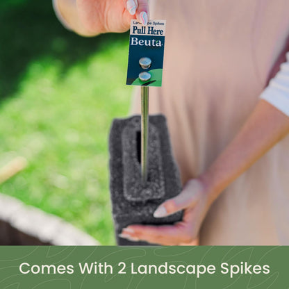 Beuta Landscape Edging | Garden Edging Border | Faux Stone Blocks for Lawn Edging, Flower Beds & Yard Edging – 1 Pack | Each Section Has 6 Blocks 48" L x 4" W x 6.5" H | 2 Spikes | Charcoal
