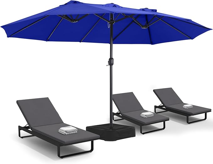 MASTERCANOPY Patio Outdoor Umbrella,15FT Double Sided Large Umbrella with Base
