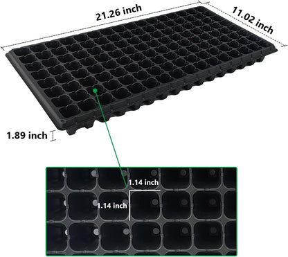 10Pcs 128 Cell Seed Starter Trays, Thick Durable Nursery 128 Cell Plug Tray Seedling Flat Plastic Shallow Tray for TD538 1020 Trays (21.26", 11.02", Deep 1.89"), GGBQ128