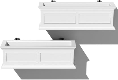 Veradek Brixton Series Plastic Railing Planter - Rectangular Planter for Outdoor Deck/Balcony | Crack-Resistant with Adjustable Rail Attachment | Classic Estate Design for Herbs, Succulents, Flowers