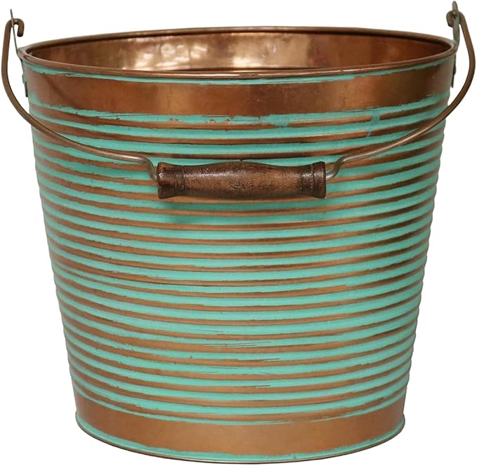 Headwind Vintage Collection Ribbed Planters – Vintage Copper Flower Pots 10 Inch Indoor Plant Pots Bucket for Peace Lily, Pothos, & Lavender, Petunias, Basil Plant for Outdoor by Robert Allen