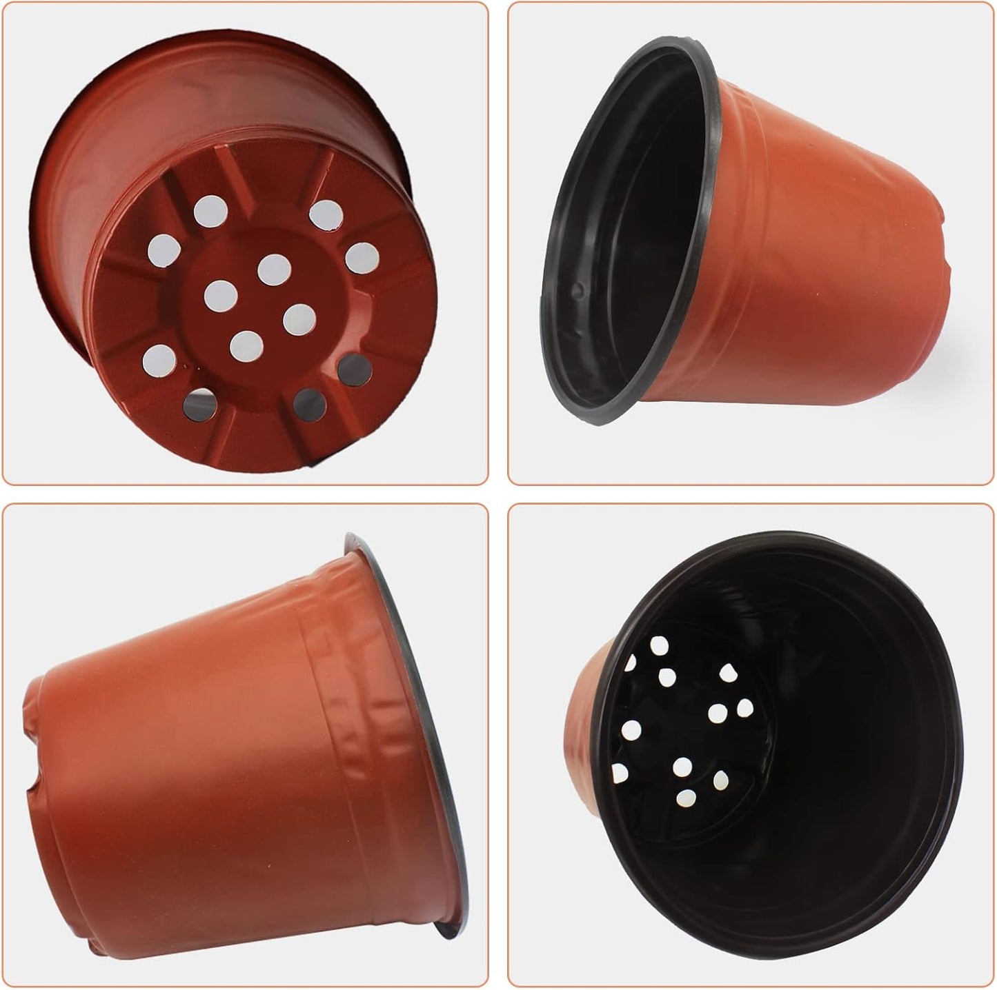 50 Pack 1 Gallon Plastic Plant Nursery Pots Thickened Soft Plastic Plant Pots with 50 Pcs Waterproof Plastic T-Type Plant Tags and 2Pcs/Set Transplanting Digging Mini Tools