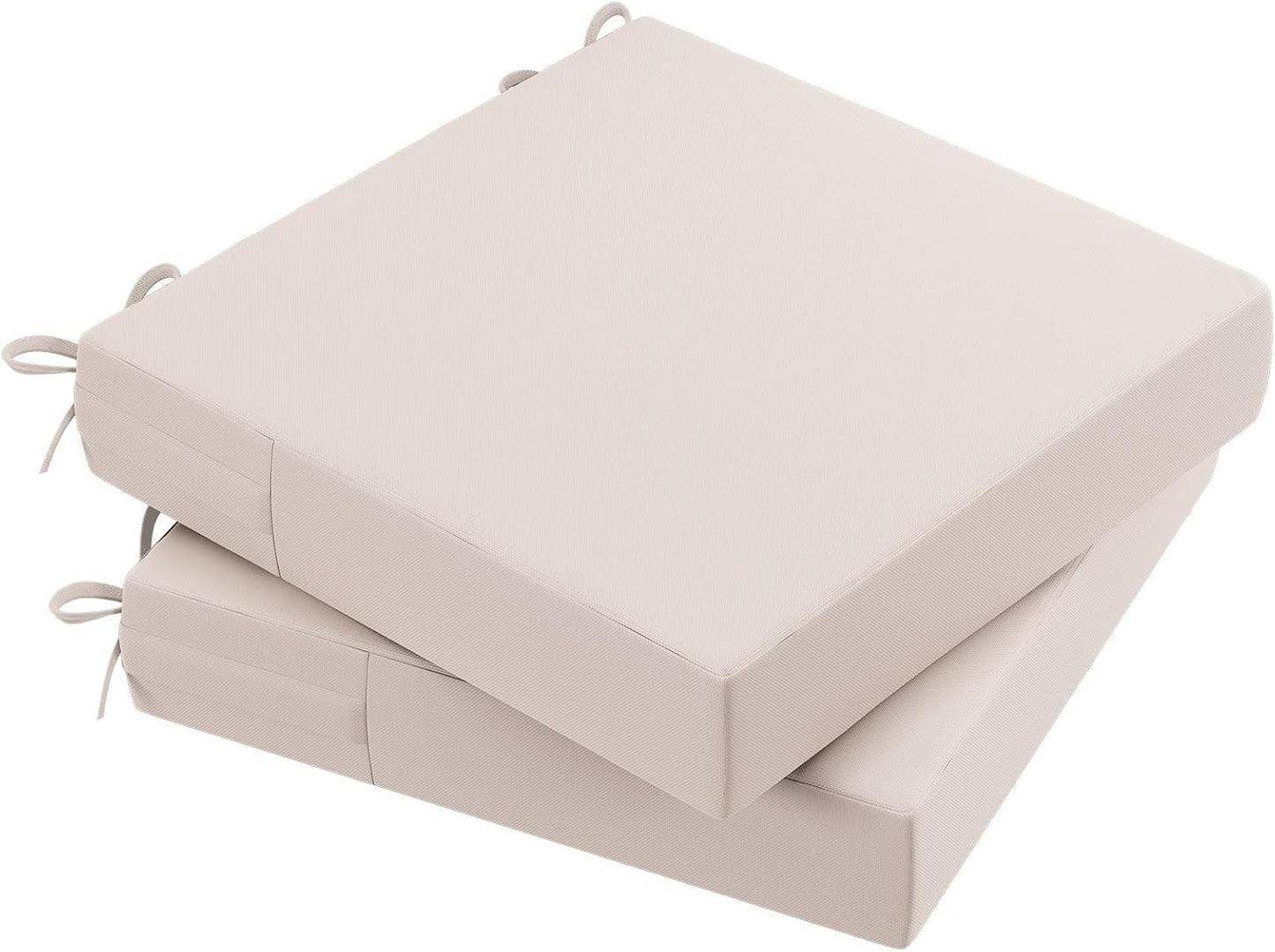 AAAAAcessories Outdoor Seat Cushions for Chairs, Waterproof, Fade-Resistant Patio Furniture Replacement Cushions, 20" x 20" x 3", Set of 2, Khaki Beige