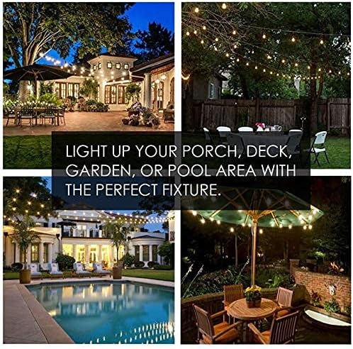 SUNTHIN Outdoor String Lights, 48FT Commercial Grade String Light with 15 11W Dimmable Edison Vintage Bulbs, Hanging for Outside, Patio, Garden, Backyard, Porch, Deck, Pergola, Party