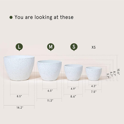LA JOLIE MUSE 14.2/11.3/8.6 Inch Planters,Indoor/Outdoor White Planters Set of 3,Plant Container with Drain Holes,Flower Pots for Patio and Deck