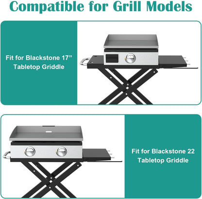 Foldable Grill Cart and Cover for Blackstone 17" and 22" Table Top Griddles, Grill Stand for Blackstone 17inch & 22inch TableTop Griddle, Camping and Outdoor Cooking.