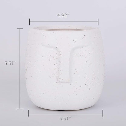 VanEnjoy 5.5 Inches White Ceramic Head Face Planter Pot for Plants, Modern Indoor/Outdoor Vase, Face Statue Plant Pot for Home Decoration