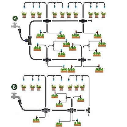 Quick-Connect Automatic Drip Irrigation System Kit – 230FT Garden Watering Kit with Adjustable Nozzles & Sprinklers for Greenhouse, Lawn, and Potted Plants Watering System