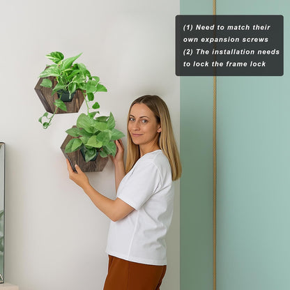 Hexagonal Wooden Wall Planter, Self Watering Living Vertical Planter Indoor, Wooden Frame Planter Wall Decoration Home Office,2pc Walnut